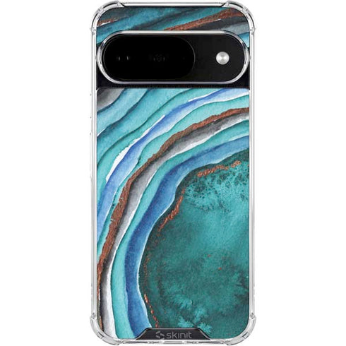 Turquoise Watercolor Geode Google Pixel 10 Clear Case